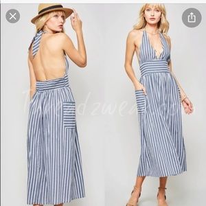 Promesa blue & white halter sundress L